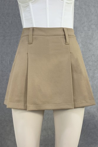 Falda Short Plisada Camel