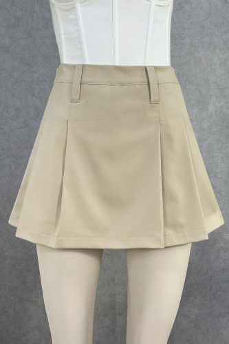 Falda Short Plisada Beige