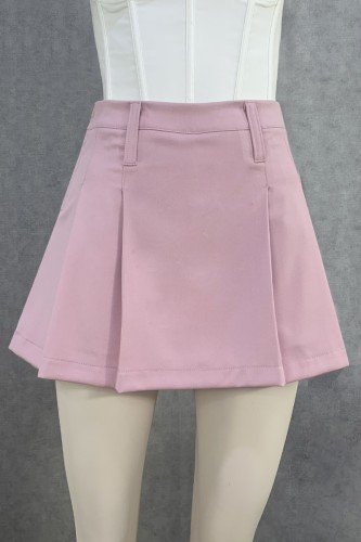 Falda Short Plisada Palo Rosa